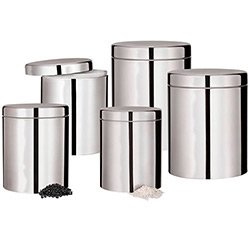 Conjunto de Potes Porta Mantimentos Inox 5 Peças
